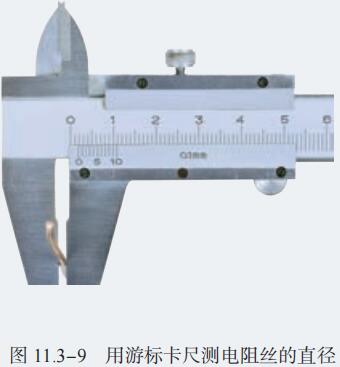 图 11.3-9 用游标卡尺测电阻丝的直径